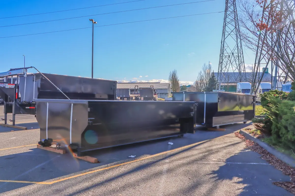 Roll-off dumpster ready for waste disposal at job site for 6 Yard Dumpster Rental in Morton Grove
